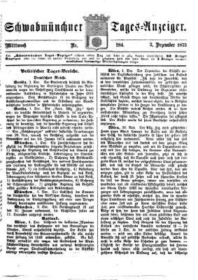 Schwabmünchner Tages-Anzeiger Mittwoch 3. Dezember 1873