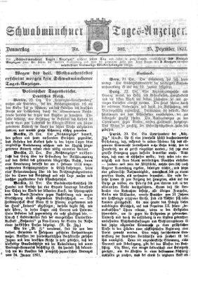 Schwabmünchner Tages-Anzeiger Donnerstag 25. Dezember 1873