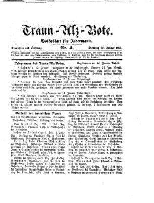 Traun-Alz-Bote (Traun-Alz-Salzachbote) Dienstag 17. Januar 1871