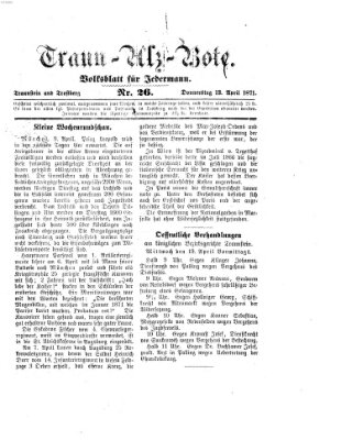 Traun-Alz-Bote (Traun-Alz-Salzachbote) Donnerstag 13. April 1871