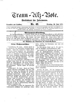 Traun-Alz-Bote (Traun-Alz-Salzachbote) Dienstag 20. Juni 1871