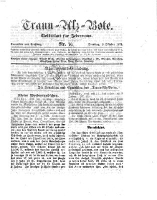 Traun-Alz-Bote (Traun-Alz-Salzachbote) Dienstag 3. Oktober 1871