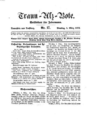 Traun-Alz-Bote (Traun-Alz-Salzachbote) Dienstag 5. März 1872