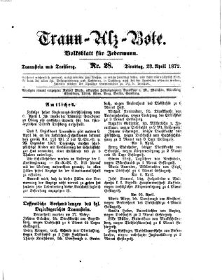 Traun-Alz-Bote (Traun-Alz-Salzachbote) Dienstag 23. April 1872