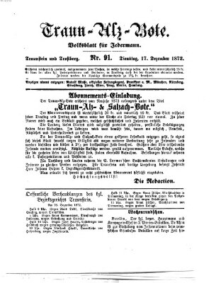 Traun-Alz-Bote (Traun-Alz-Salzachbote) Dienstag 17. Dezember 1872