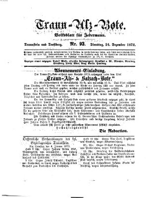 Traun-Alz-Bote (Traun-Alz-Salzachbote) Dienstag 24. Dezember 1872