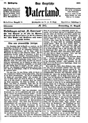 Das bayerische Vaterland Donnerstag 17. August 1871