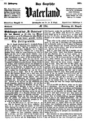 Das bayerische Vaterland Sonntag 27. August 1871