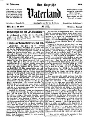 Das bayerische Vaterland Sonntag 26. November 1871