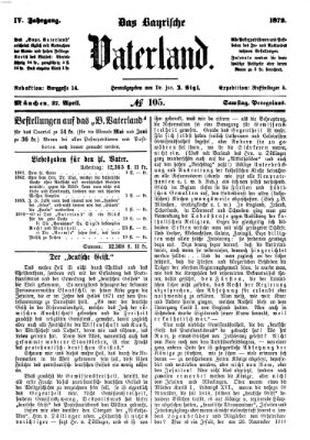 Das bayerische Vaterland Samstag 27. April 1872