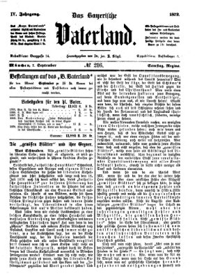 Das bayerische Vaterland Samstag 7. September 1872