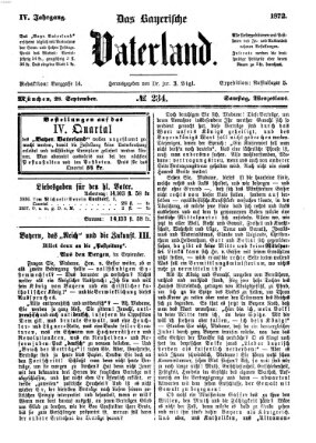 Das bayerische Vaterland Samstag 28. September 1872