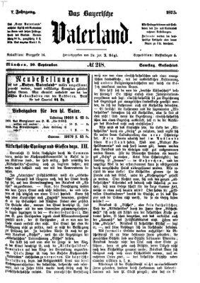 Das bayerische Vaterland Samstag 20. September 1873