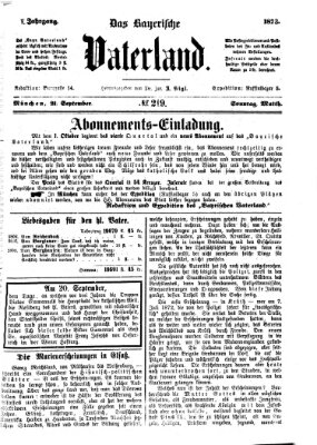 Das bayerische Vaterland Sonntag 21. September 1873