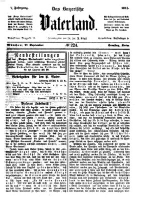 Das bayerische Vaterland Samstag 27. September 1873