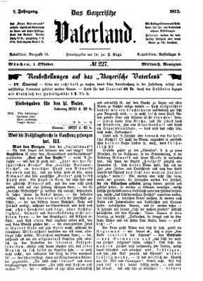 Das bayerische Vaterland Mittwoch 1. Oktober 1873