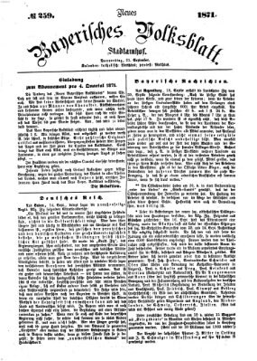 Neues bayerisches Volksblatt Donnerstag 21. September 1871