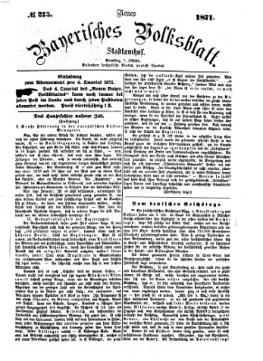 Neues bayerisches Volksblatt Samstag 7. Oktober 1871