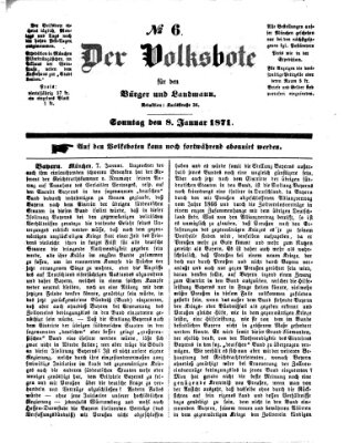 Der Volksbote für den Bürger und Landmann Sonntag 8. Januar 1871