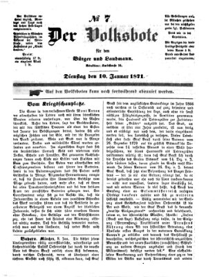 Der Volksbote für den Bürger und Landmann Dienstag 10. Januar 1871