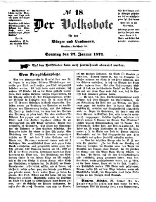 Der Volksbote für den Bürger und Landmann Sonntag 22. Januar 1871