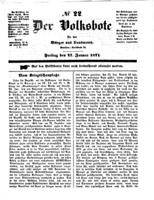 Der Volksbote für den Bürger und Landmann Freitag 27. Januar 1871