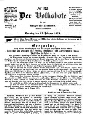 Der Volksbote für den Bürger und Landmann Sonntag 12. Februar 1871