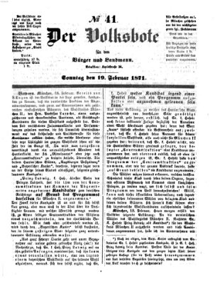 Der Volksbote für den Bürger und Landmann Sonntag 19. Februar 1871