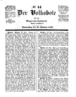 Der Volksbote für den Bürger und Landmann Donnerstag 23. Februar 1871