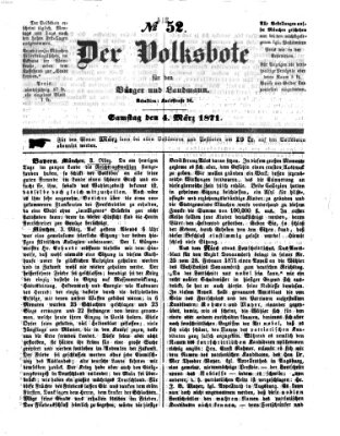 Der Volksbote für den Bürger und Landmann Samstag 4. März 1871