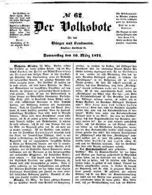 Der Volksbote für den Bürger und Landmann Donnerstag 16. März 1871