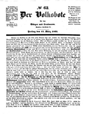 Der Volksbote für den Bürger und Landmann Freitag 17. März 1871