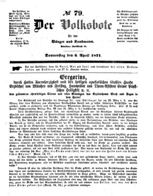 Der Volksbote für den Bürger und Landmann Donnerstag 6. April 1871