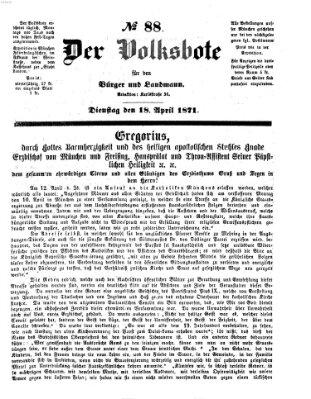 Der Volksbote für den Bürger und Landmann Dienstag 18. April 1871