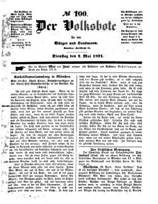 Der Volksbote für den Bürger und Landmann Dienstag 2. Mai 1871