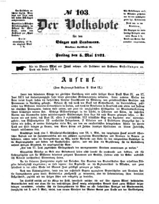 Der Volksbote für den Bürger und Landmann Freitag 5. Mai 1871