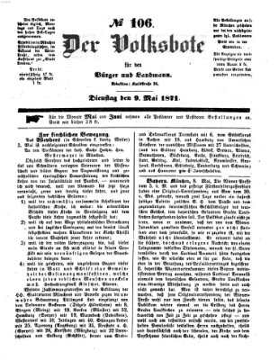 Der Volksbote für den Bürger und Landmann Dienstag 9. Mai 1871