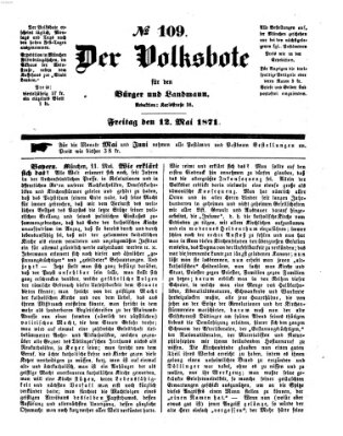 Der Volksbote für den Bürger und Landmann Freitag 12. Mai 1871