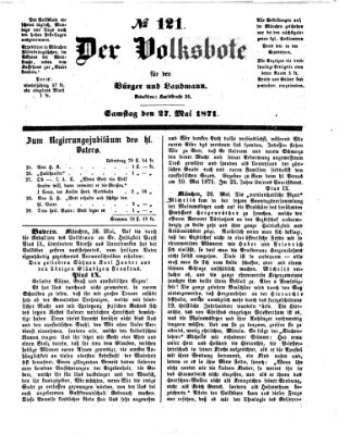 Der Volksbote für den Bürger und Landmann Samstag 27. Mai 1871