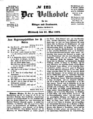 Der Volksbote für den Bürger und Landmann Mittwoch 31. Mai 1871