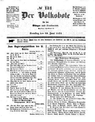 Der Volksbote für den Bürger und Landmann Samstag 10. Juni 1871