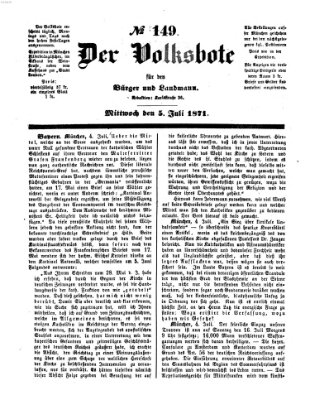 Der Volksbote für den Bürger und Landmann Mittwoch 5. Juli 1871