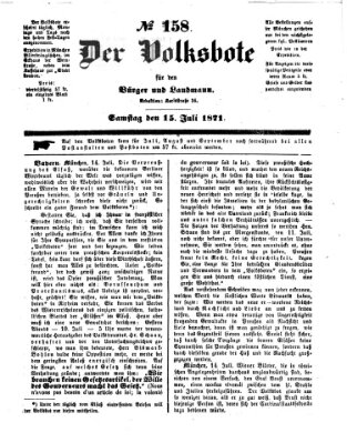 Der Volksbote für den Bürger und Landmann Samstag 15. Juli 1871