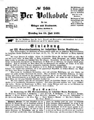 Der Volksbote für den Bürger und Landmann Dienstag 18. Juli 1871