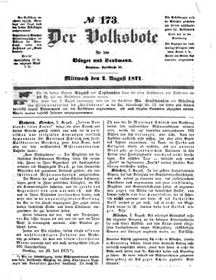 Der Volksbote für den Bürger und Landmann Mittwoch 2. August 1871