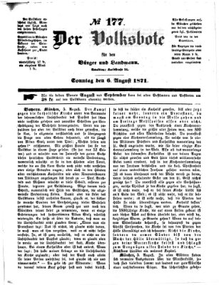 Der Volksbote für den Bürger und Landmann Sonntag 6. August 1871