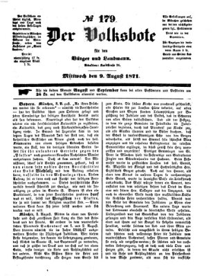 Der Volksbote für den Bürger und Landmann Mittwoch 9. August 1871