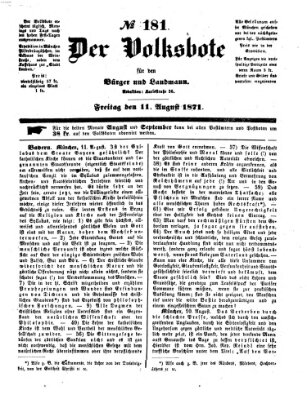 Der Volksbote für den Bürger und Landmann Freitag 11. August 1871