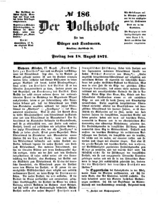 Der Volksbote für den Bürger und Landmann Freitag 18. August 1871