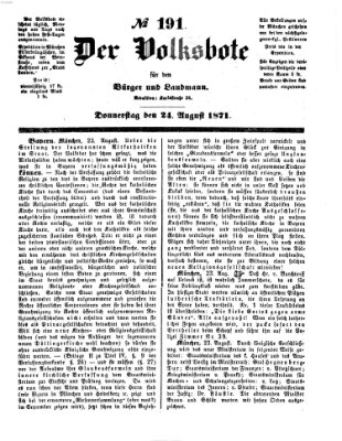 Der Volksbote für den Bürger und Landmann Donnerstag 24. August 1871